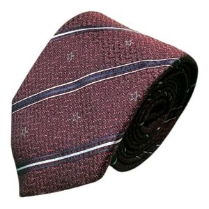 John Varvatos Red Striped Star AOP Silk Mens Tie 3 Inch Width Italy